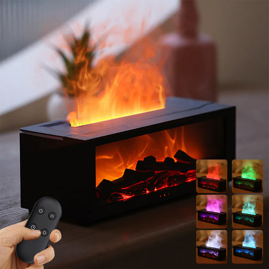 Fireplace Flame Humidifier with Remote & Aromatherapy